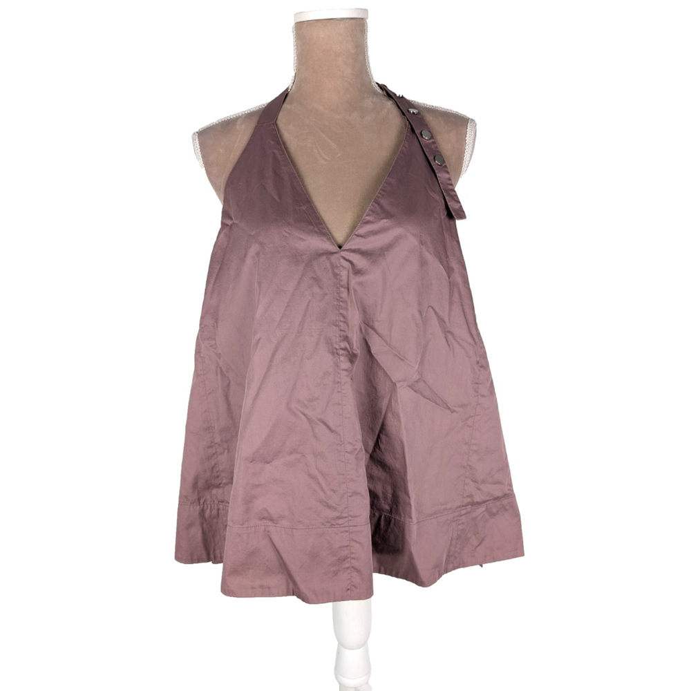 Tibi Halter Babydoll Tank Top Sz 12 Dusty Purple Mauve Y2k 90s Festival Boho